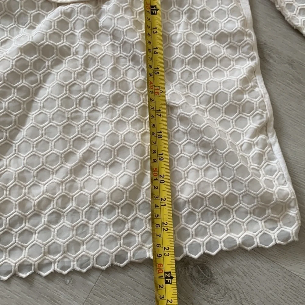 Tory Burch Tali-3/4-Sleeve Combo Honeycomb‎ Top Lace crochet blouse Top size XS